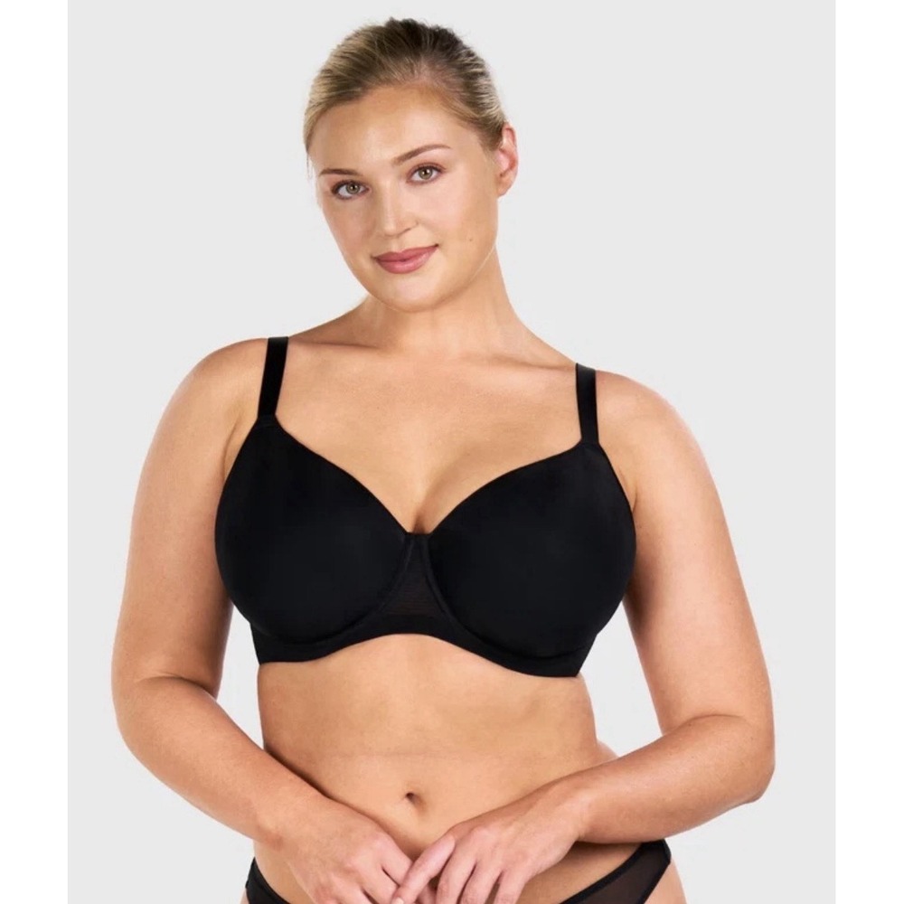 HSIA AirMesh Full Coverage Women's T-Shirt Bra 38DD Seamless Underwire Black NWT